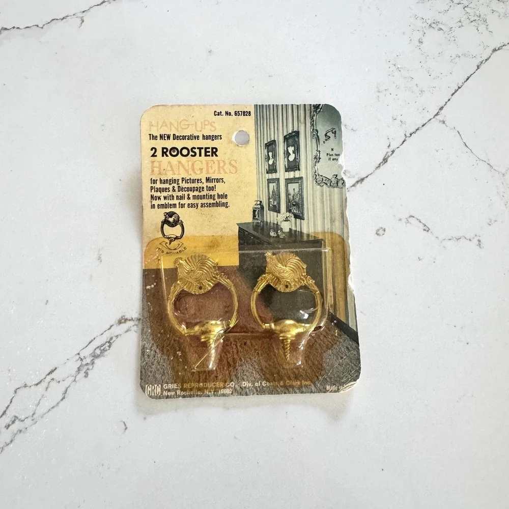 Vintage Brass Rooster Hangers: Decorative Wall Hooks - Made‎ in USA